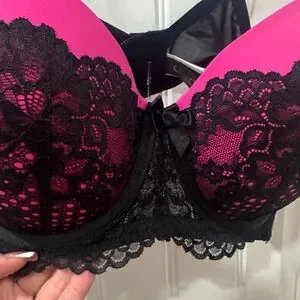 City Chic | Intimates & Sleepwear | City Chic Black And Pink Lace Bra ...